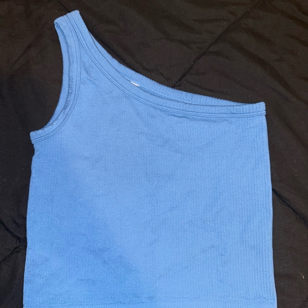Blue One-Shoulder Women Top